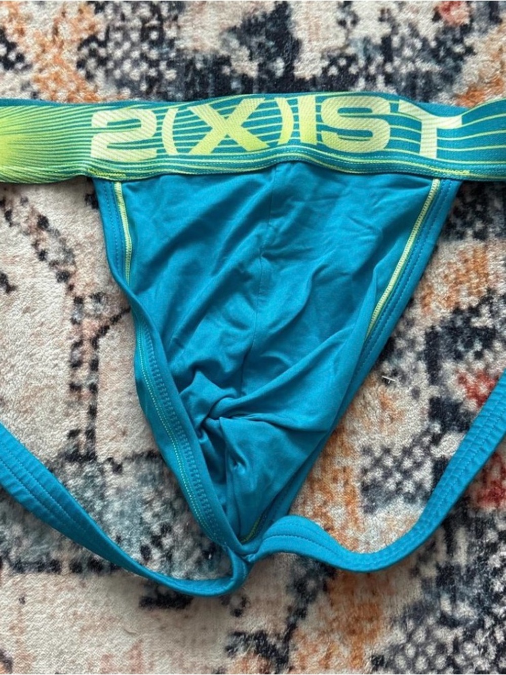 2xist Turquoise Blue & Neon Yellow Athletic Jockstrap